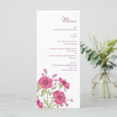 Bright Pink Rose Wedding Menus Menu (Staand voorkant)