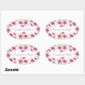 Bright Pink Rose Wedding Ovale Sticker (Vel)