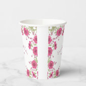 Bright Pink Rose Wedding Papieren Bekers (Links)