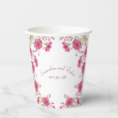 Bright Pink Rose Wedding Papieren Bekers (Voorkant)