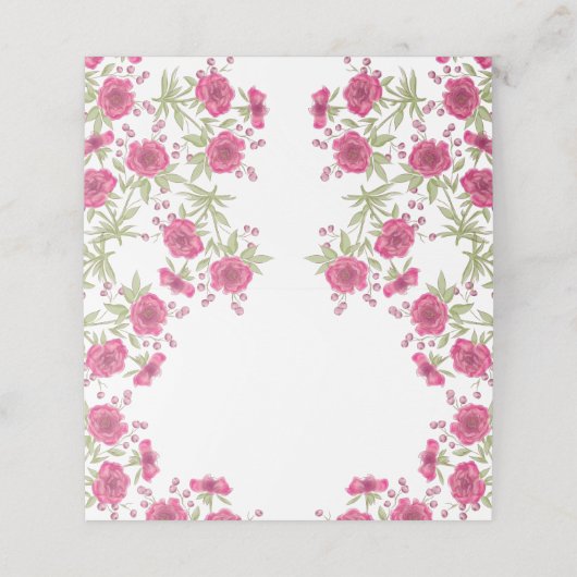 Bright Pink Rose Wedding Plaatskaartje (Buitenkant ongevouwen)