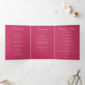 Bright Pink Rose Wedding Programs Drieluik Programma (Binnen)