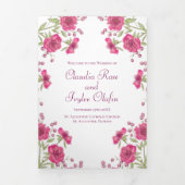 Bright Pink Rose Wedding Programs Drieluik Programma (Cover)