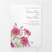 Bright Pink Rose Wedding Programs Drieluik Programma (Cover)