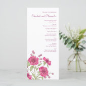 Bright Pink Rose Wedding Programs Menu (Staand voorkant)