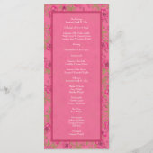 Bright Pink Rose Wedding Programs Menu (Achterkant)