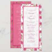 Bright Pink Rose Wedding Programs Menu (Voorkant / Achterkant)