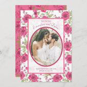 Bright Pink Rose Wedding Save the Date Kaart (Voorkant / Achterkant)