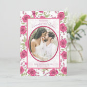 Bright Pink Rose Wedding Save the Date Kaart (Staand voorkant)