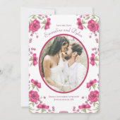 Bright Pink Rose Wedding Save the Date Kaart (Voorkant)