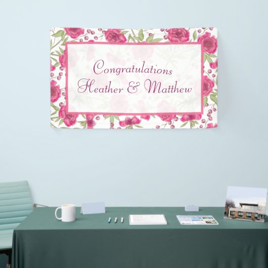 Bright Pink Rose Wedding Spandoek (Beurs)