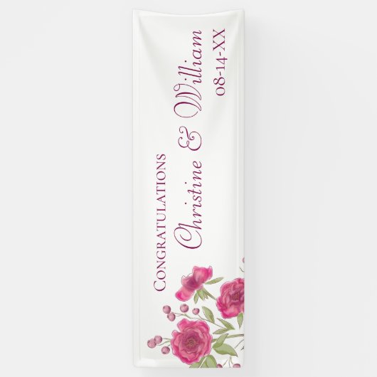 Bright Pink Rose Wedding Spandoek (Verticaal)