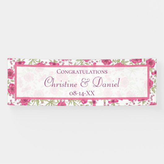 Bright Pink Rose Wedding Spandoek (Horizontaal)