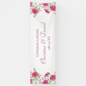 Bright Pink Rose Wedding Spandoek (Verticaal)