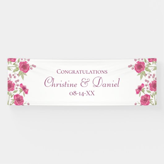 Bright Pink Rose Wedding Spandoek (Horizontaal)
