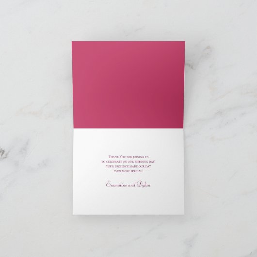 Bright Pink Rose Wedding Thank You Note Card (Binnen)