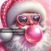Bright pink santa bubble gum watercolor Xmas   Kaart