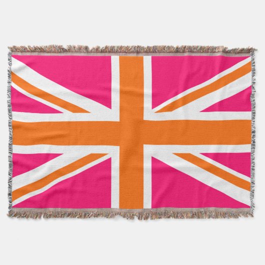 Bright Pink Sinaasappel en White Union Jack Deken (Voorkant)