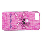 Bright Pink Skull iPhone 7 Hoesje (Achterkant (Horizontaal))