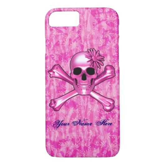Bright Pink Skull iPhone 7 Hoesje (Achterkant)