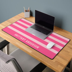 Bright Pink & Soft Blush Pink Stripes Patroonnaam Bureaumat