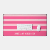 Bright Pink & Soft Blush Pink Stripes Patroonnaam Bureaumat (Keyboard & Muis)