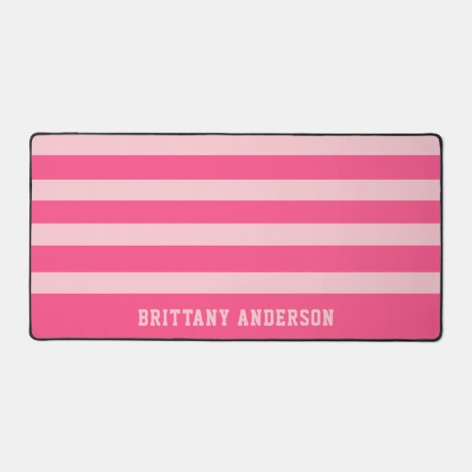 Bright Pink & Soft Blush Pink Stripes Patroonnaam Bureaumat (Voorkant)