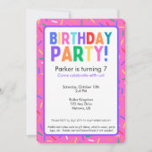 Bright Pink Sprinkles Verjaardagsfeestuitnodiging Kaart (Voorkant)