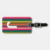 Bright Pink Stripe-Initiaal Bagagelabel (Voorkant horizontaal)