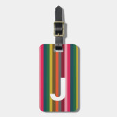 Bright Pink Stripe-Initiaal Bagagelabel (Voorkant verticaal)