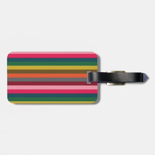 Bright Pink Stripe-Initiaal Bagagelabel (Achterkant horizontaal)