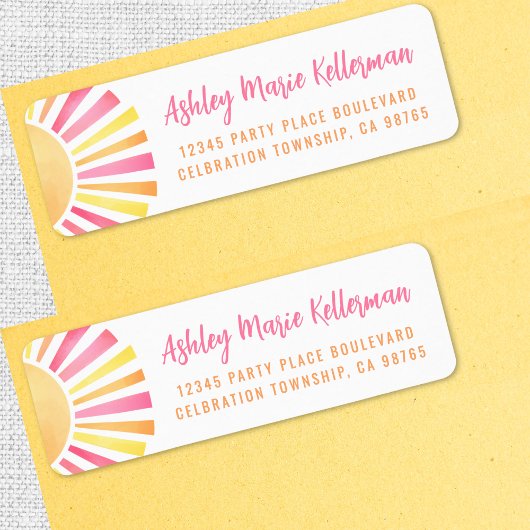 Bright Pink Sun-retouradres Etiket