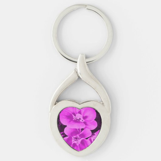 Bright Pink Tropical Flowers Sleutelhanger (Voorkant)
