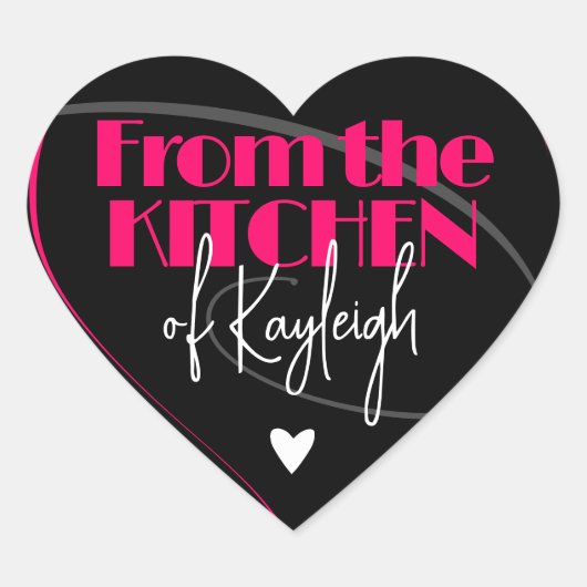 Bright Pink Uit de keuken van Signature Name Hart Sticker (Voorkant)