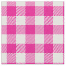Bright Pink & White Gingham Plaid Stof