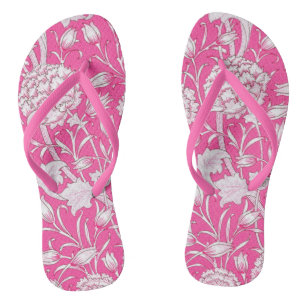 Bright Pink & White Trendy  Bloemen Teenslippers