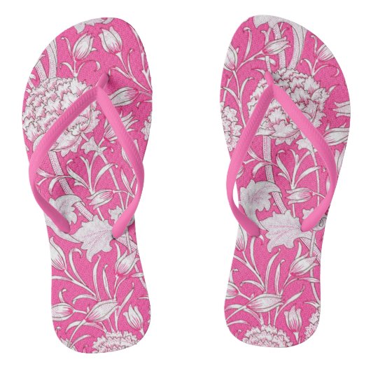Bright Pink & White Trendy  Bloemen Teenslippers (Voetbed)
