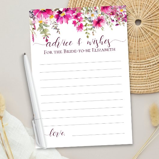 Bright Pink Wildflower Boho Floral Wishes Advies Kaart