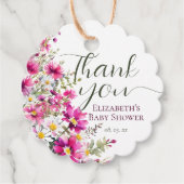 Bright Pink Wildflower Floral Boho Baby shower Bedankjes Labels (Voorkant)