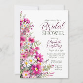 Bright Pink Wildflower Floral Boho Vrijgezellenfee Kaart (Voorkant)