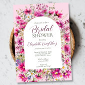 Bright Pink Wildflower Floral Boho Vrijgezellenfee Kaart
