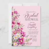 Bright Pink Wildflower Floral Boho Vrijgezellenfee Kaart (Voorkant)
