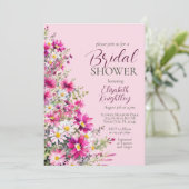 Bright Pink Wildflower Floral Boho Vrijgezellenfee Kaart (Staand voorkant)