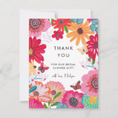 Bright Pink Wildflower Vrijgezellenfeest Bedankkaart (Voorkant)