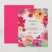 Bright Pink Wildflower Vrijgezellenfeest Bedankkaart (Voorkant / Achterkant)