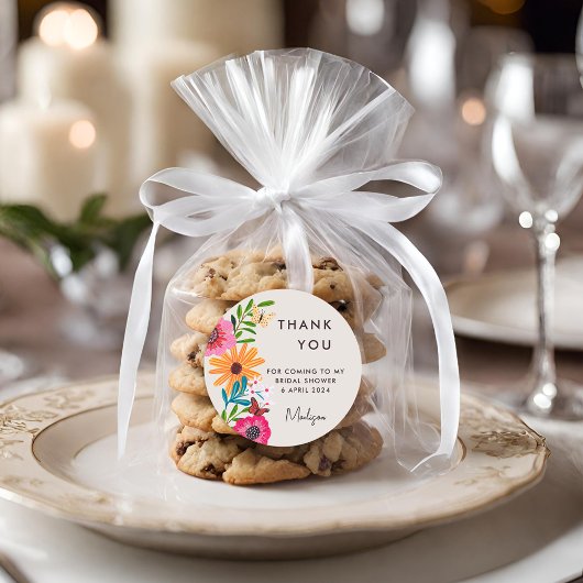 Bright Pink Wildflower Vrijgezellenfeest dank u Ronde Sticker