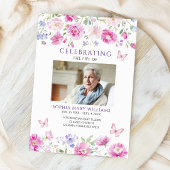 Bright Pink Wildflowers Funeral Order of Service Programmakaart