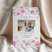 Bright Pink Wildflowers Funeral Order of Service Programmakaart