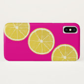 Bright Pink & Yellow Lemon Citrus iPhone/iPad Case (Achterkant (horizontaal))