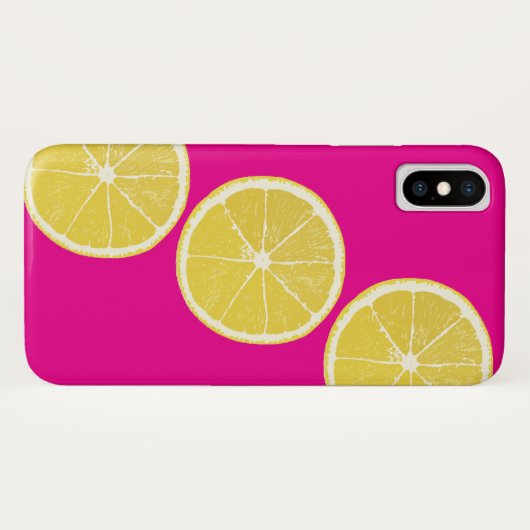 Bright Pink & Yellow Lemon Citrus iPhone/iPad Case (Achterkant (horizontaal))